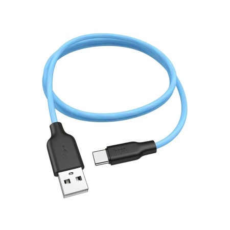 Кабель HOCO X21 Plus USB Type-C cable, 1м, 2.4A, чёрно-голубой